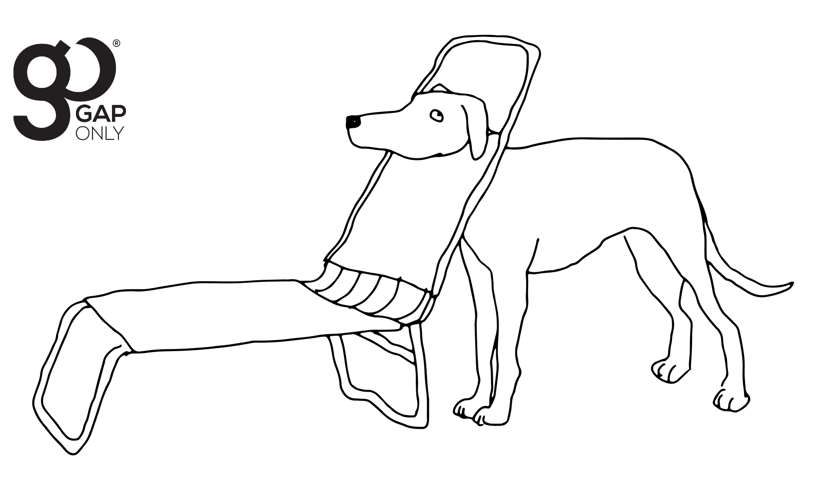 Dog stuck in a lawn chair